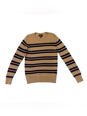 Banana Republic Filpucci Striped Wool Blend Classic Crewneck Sweater Camel Blue